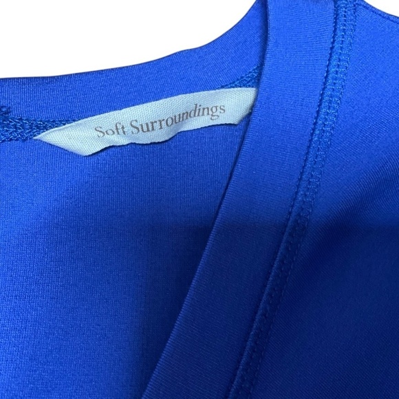 SOFT SURROUNDINGS Cobalt Blue Stretch Knit Short Sleeve Trapeze Dress US Sz L - Picture 4 of 9